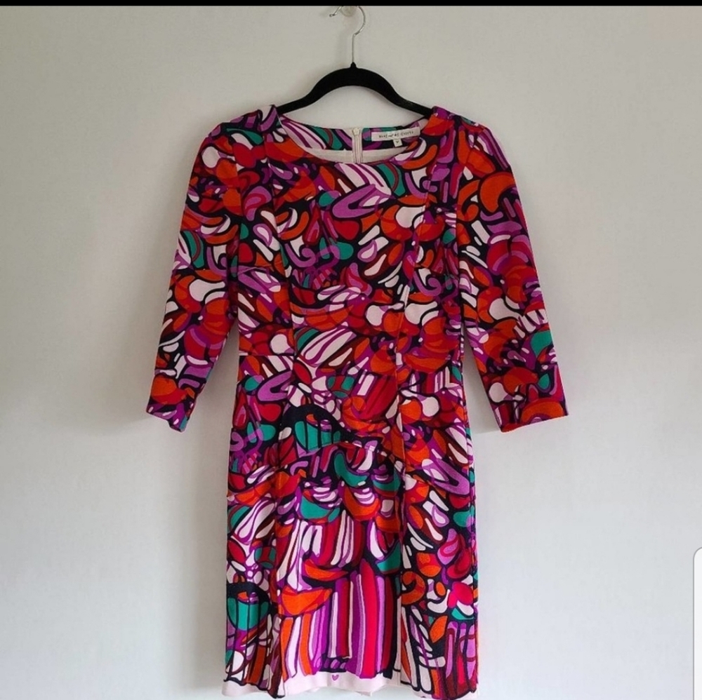 Diane Von Furstenberg Abstract 3/4 Sleeve Dress